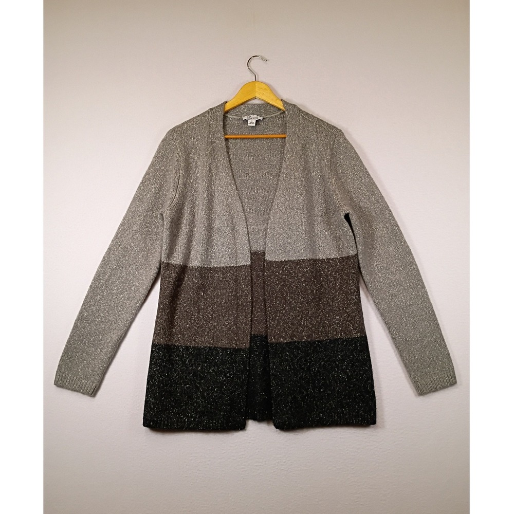 Neutral Colorblock The Tog Shop Womens Small Grey Taupe Open Front Cardigan